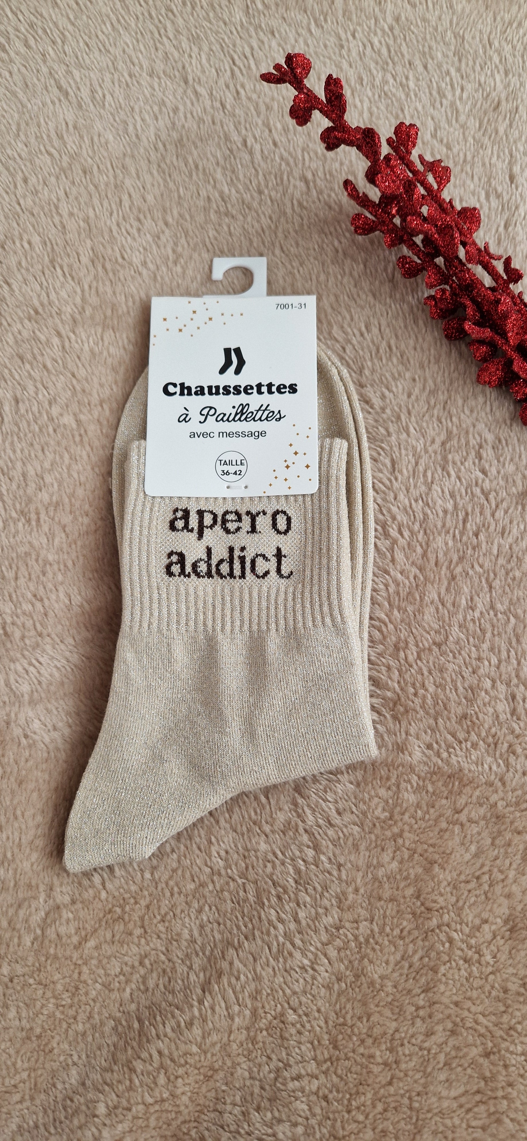 Chaussettes pailletées à messages