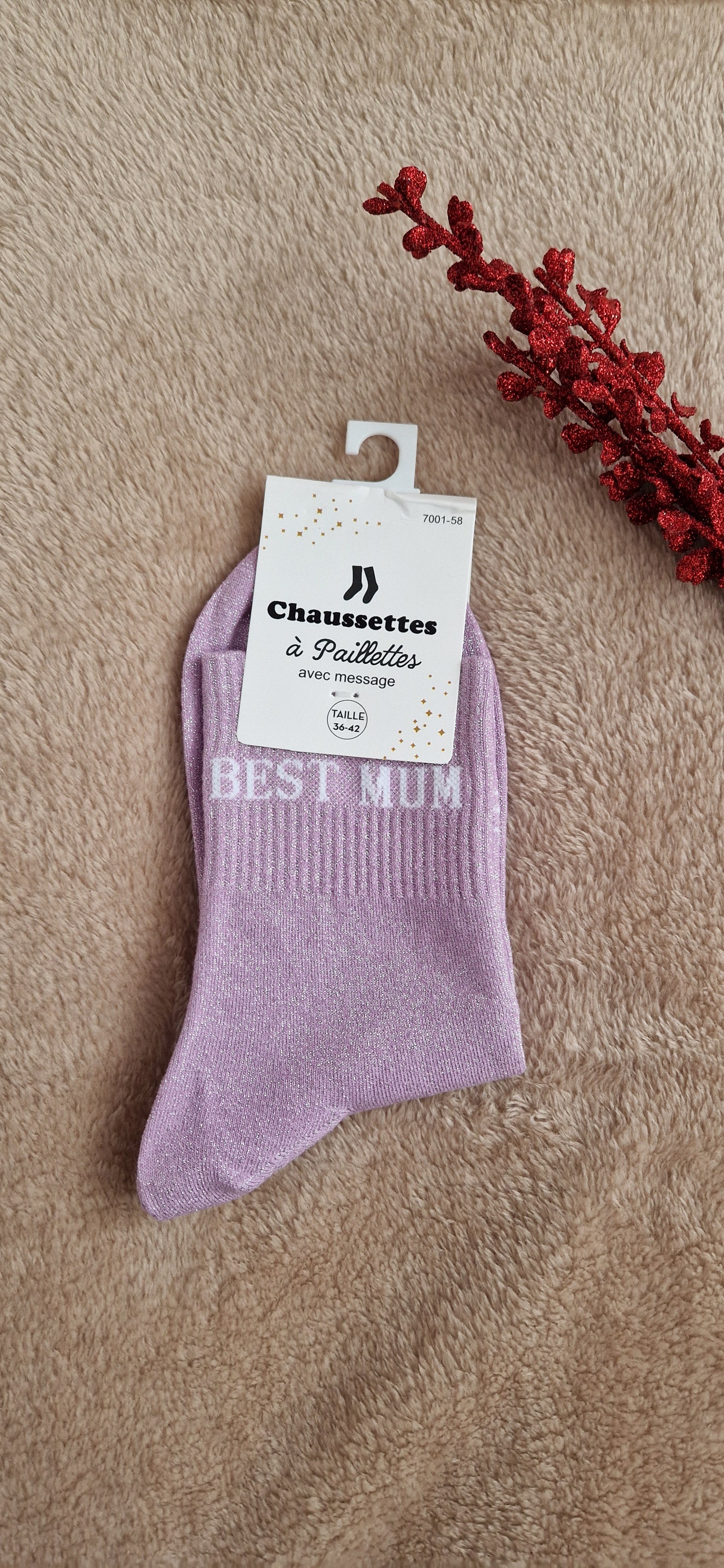 Chaussettes pailletées à messages
