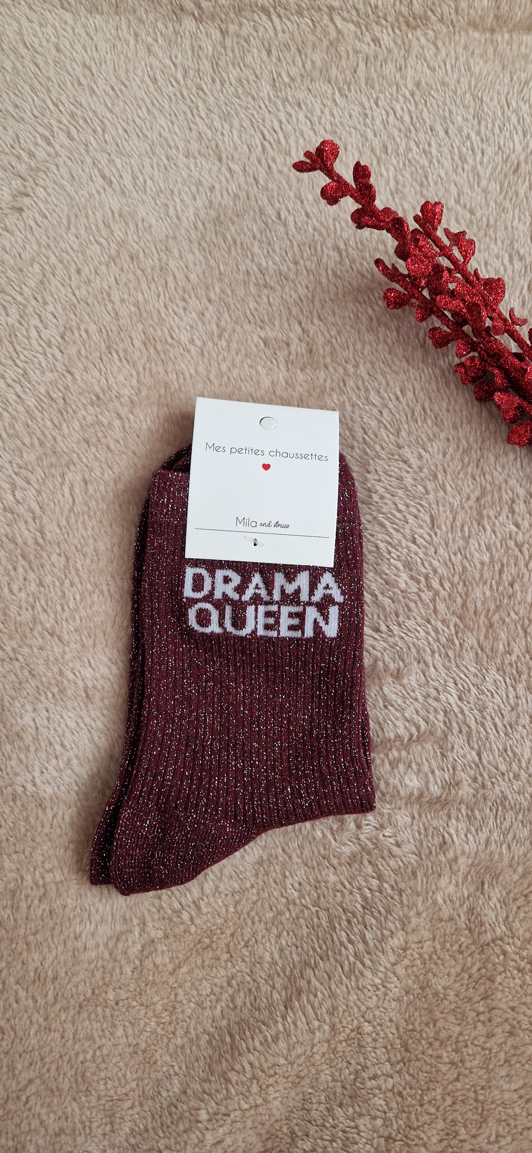 Chaussettes pailletées à messages