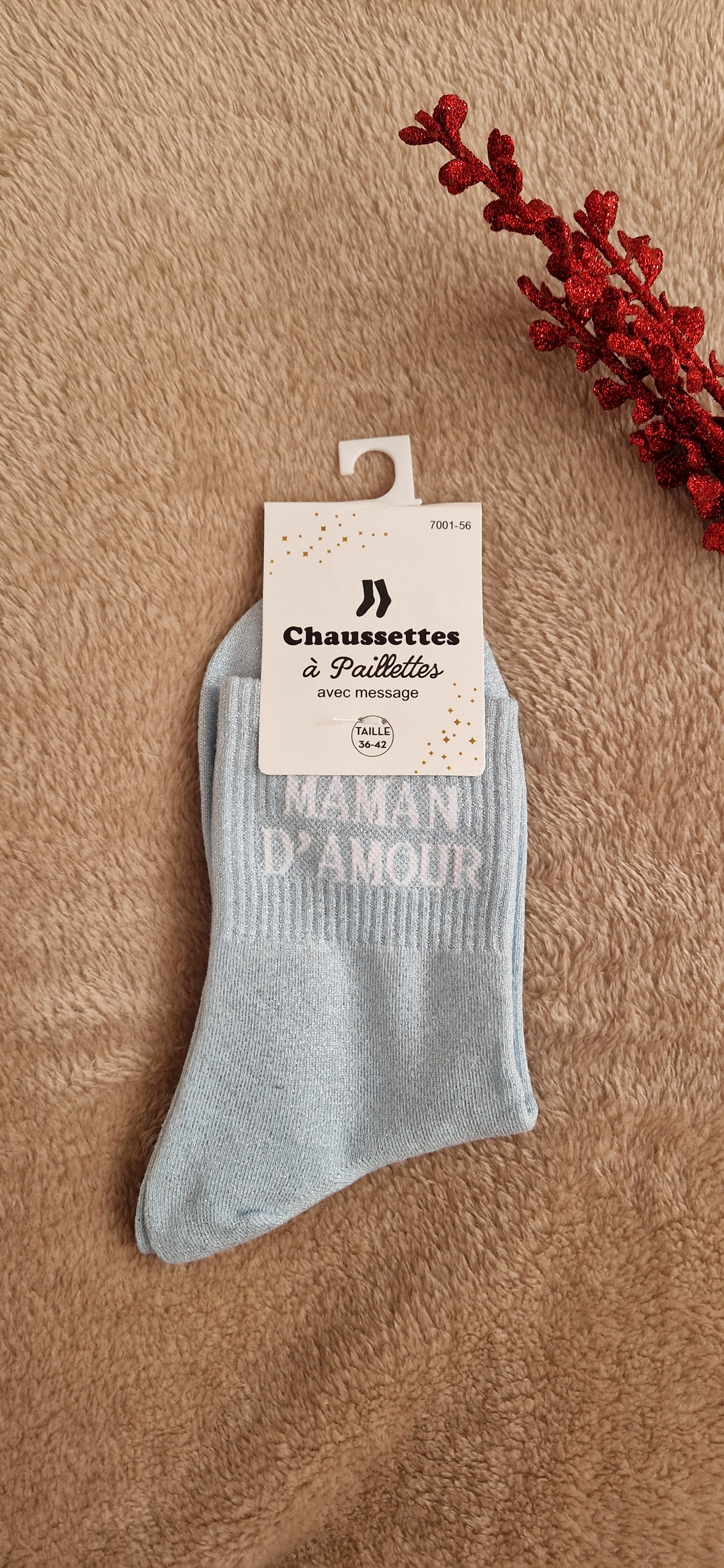 Chaussettes pailletées “Maman d’amour”