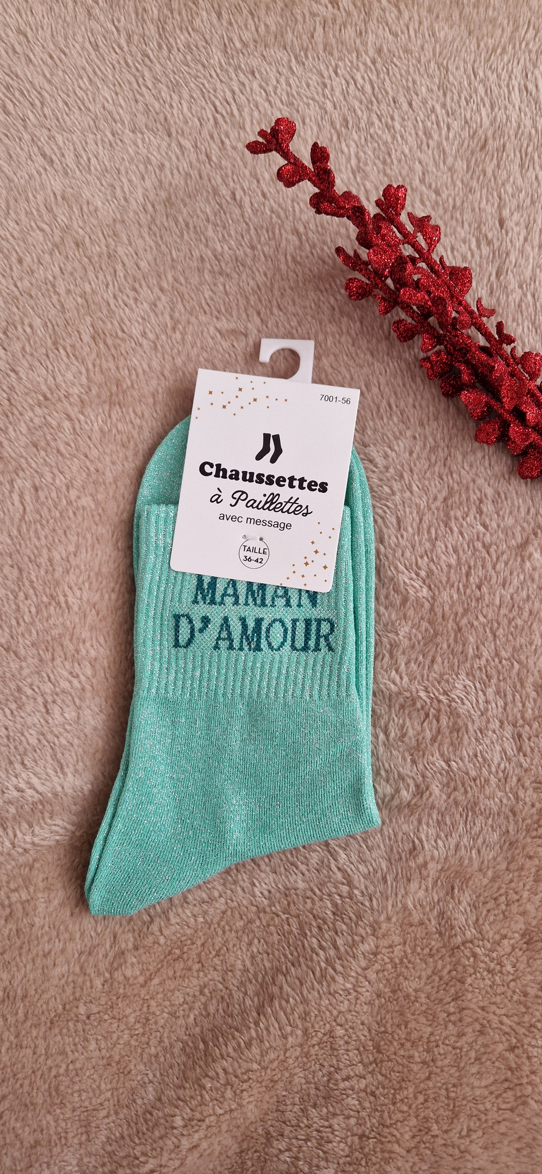 Chaussettes pailletées “Maman d’amour”