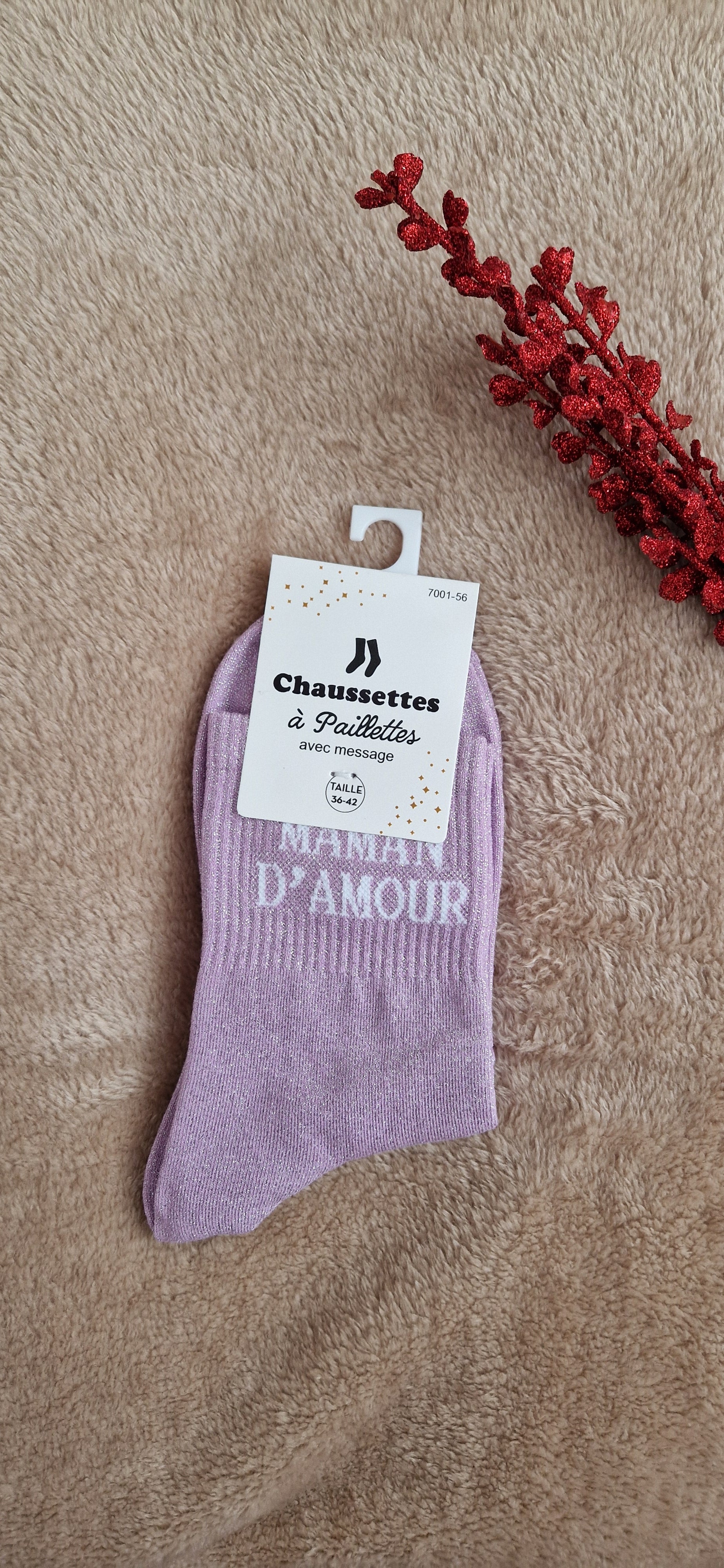 Chaussettes pailletées “Maman d’amour”