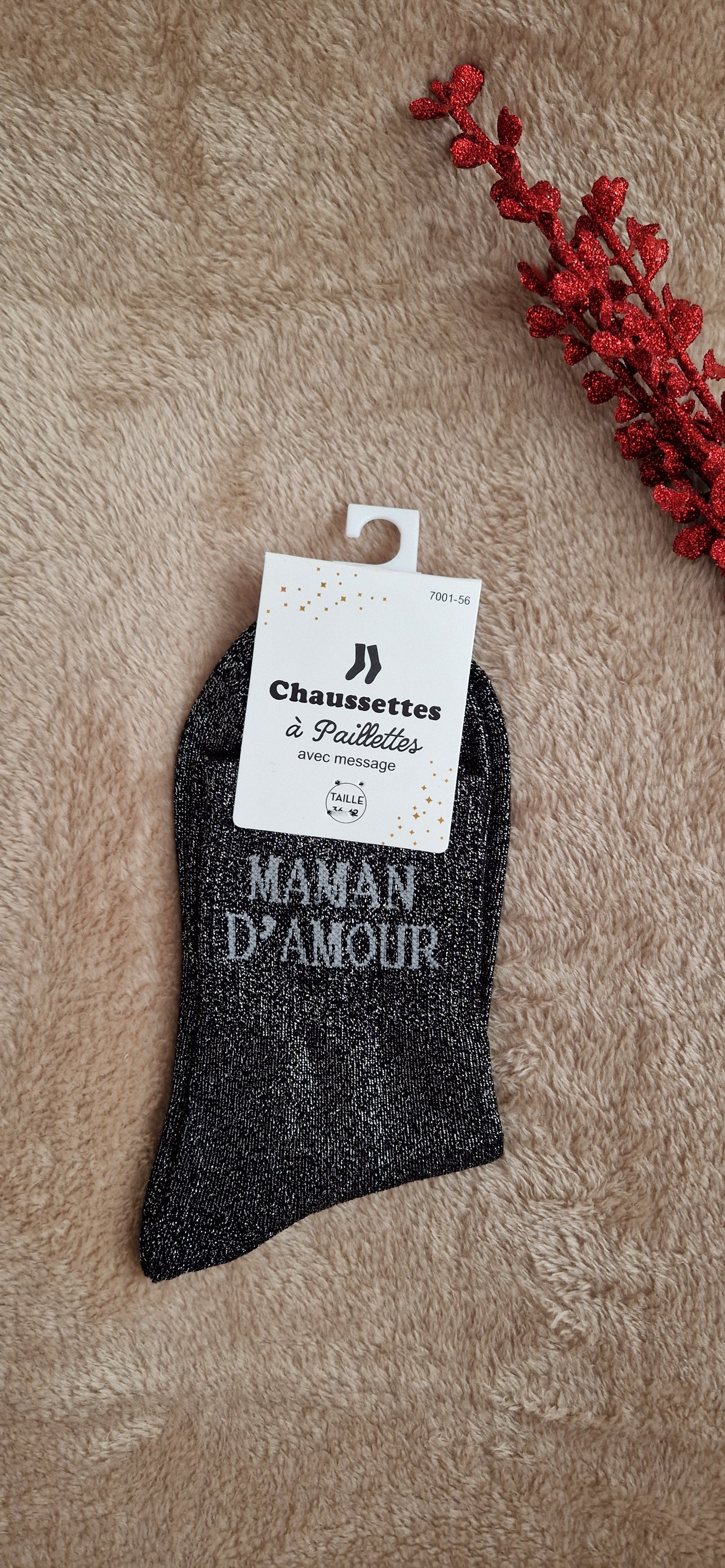 Chaussettes pailletées “Maman d’amour”