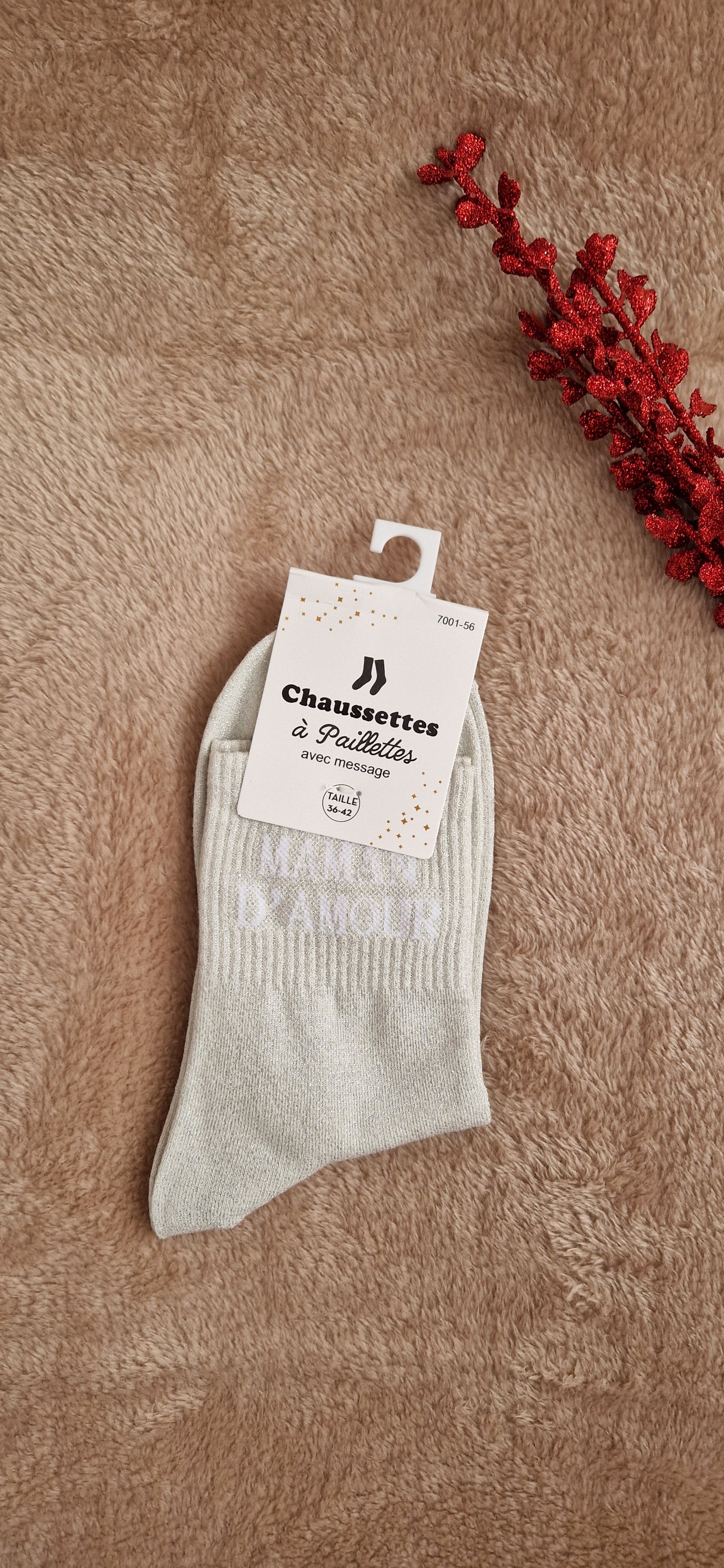 Chaussettes pailletées “Maman d’amour”