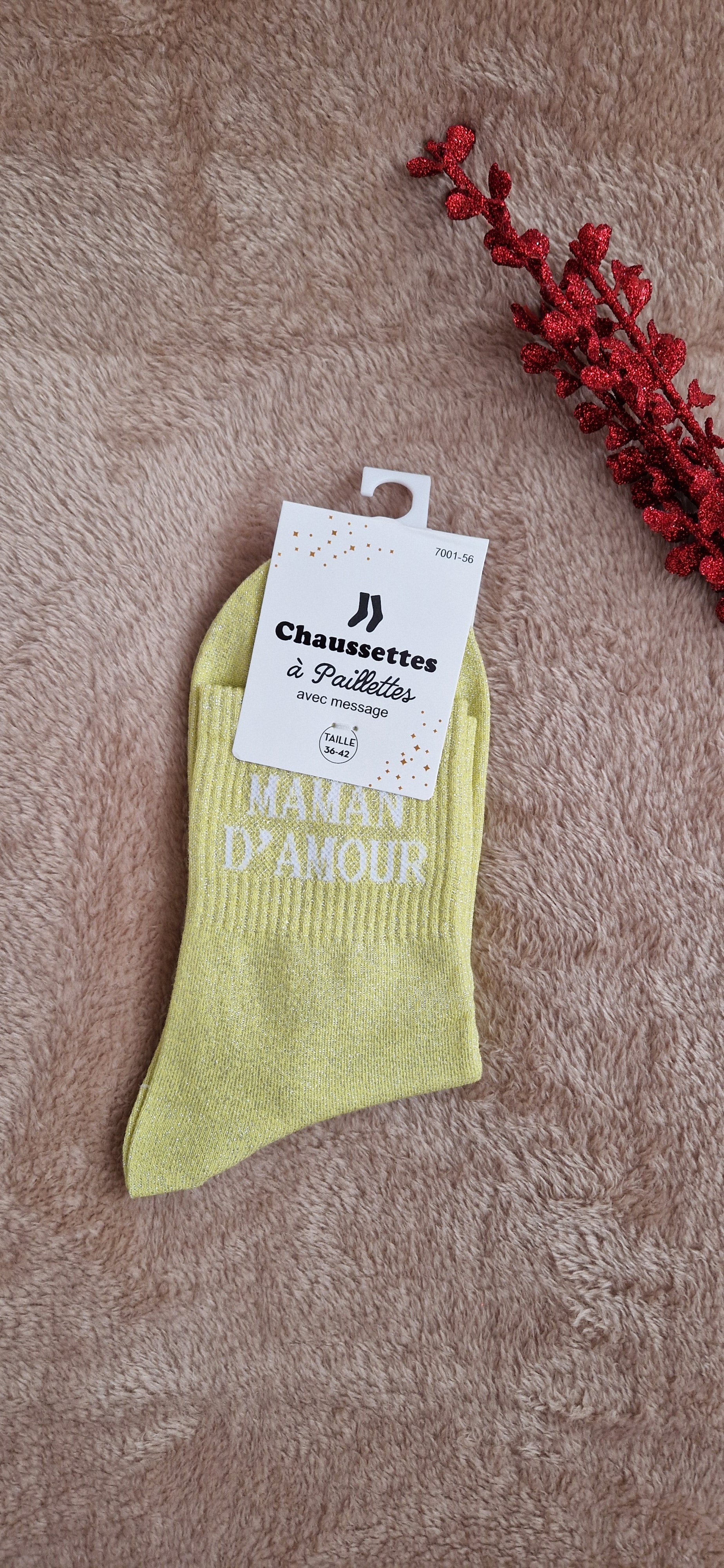 Chaussettes pailletées “Maman d’amour”