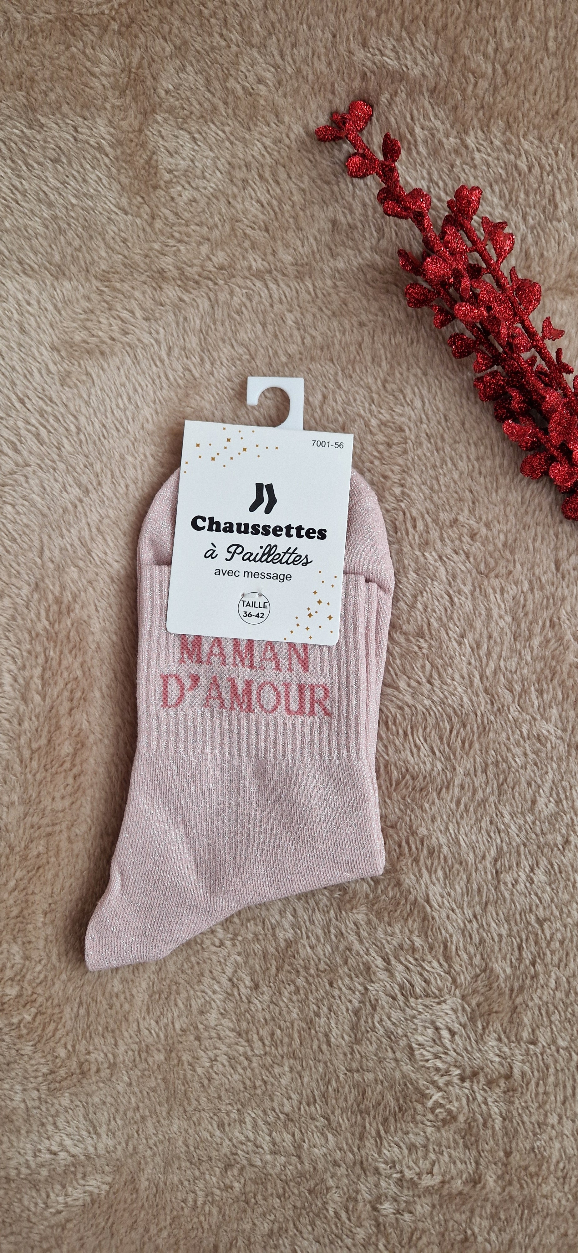 Chaussettes pailletées “Maman d’amour”