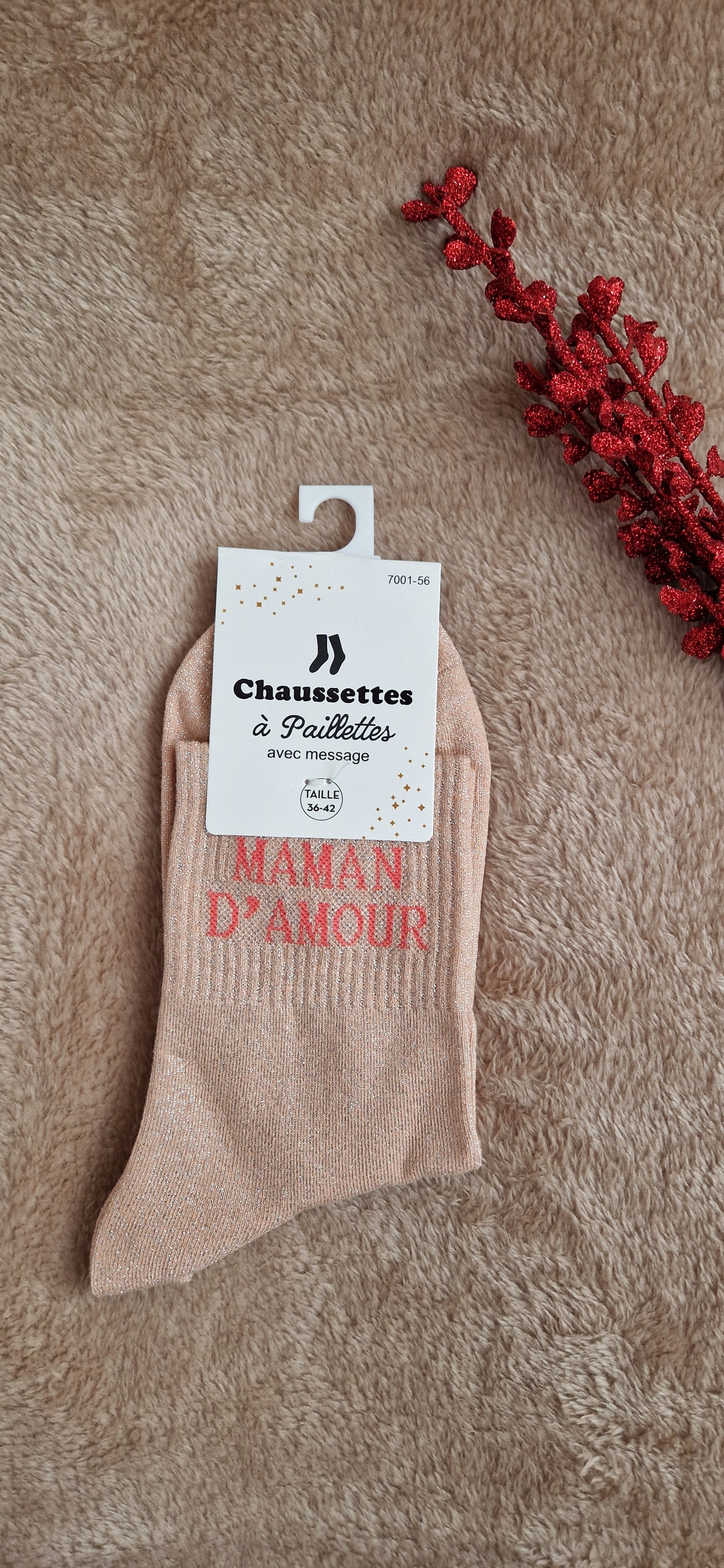 Chaussettes pailletées “Maman d’amour”