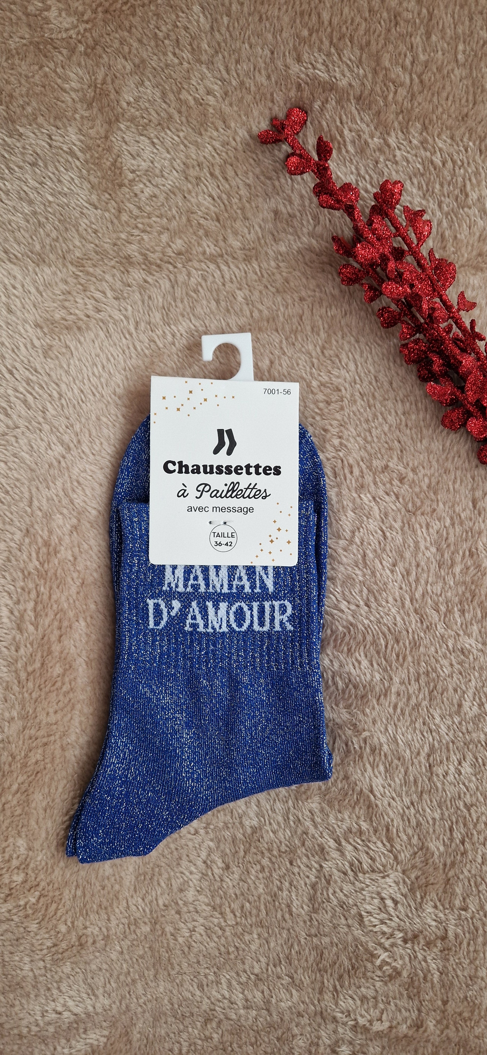 Chaussettes pailletées “Maman d’amour”
