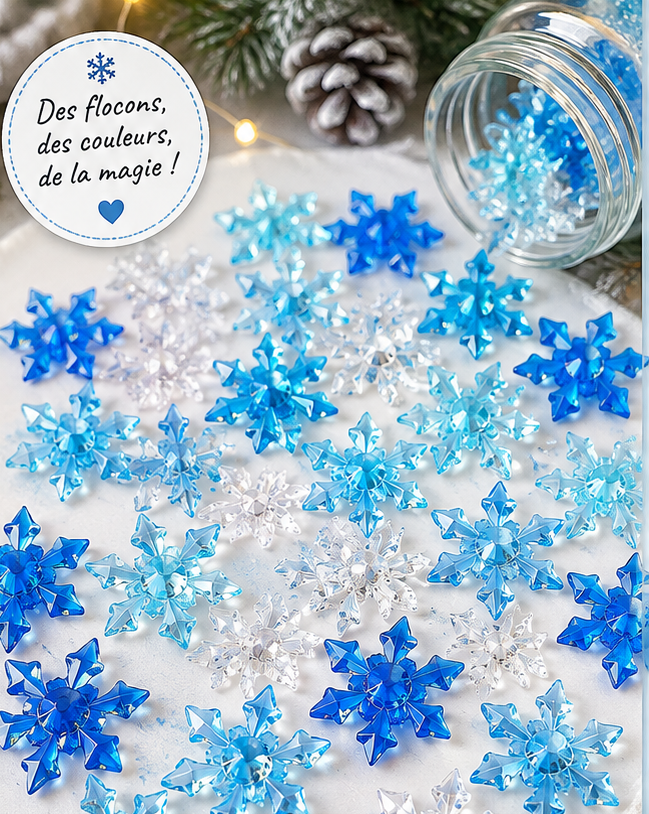Flocons de neige – Bleu & transparent