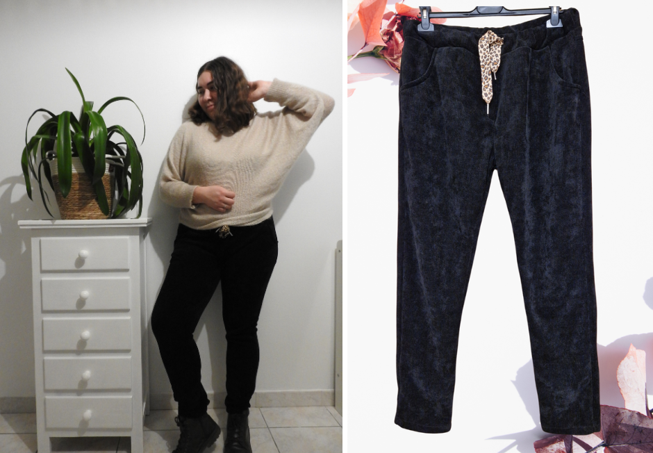 Pantalon velours côtelé – Cordon léopard