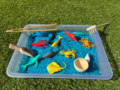 Animaux marins – Pochon de 12 figurines pour bac sensoriel