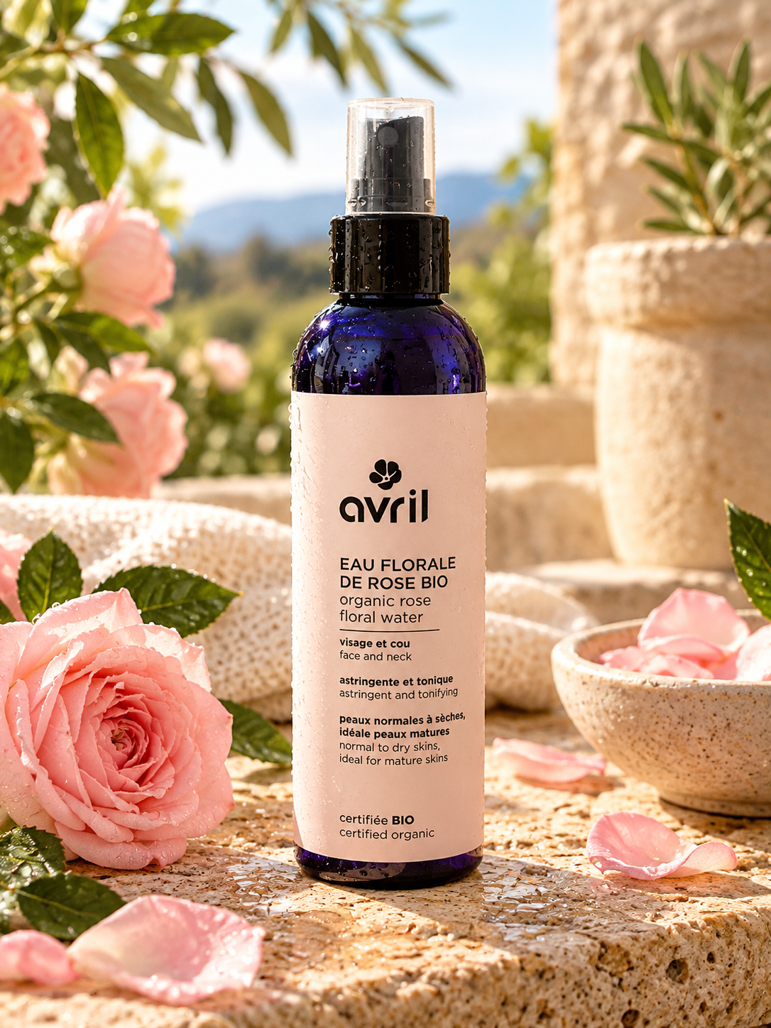 Eau florale de rose certifiée bio Avril