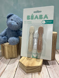 BEABA, Lot 2 pré-cuillères d'apprentissage silicone - Pralin/Argile